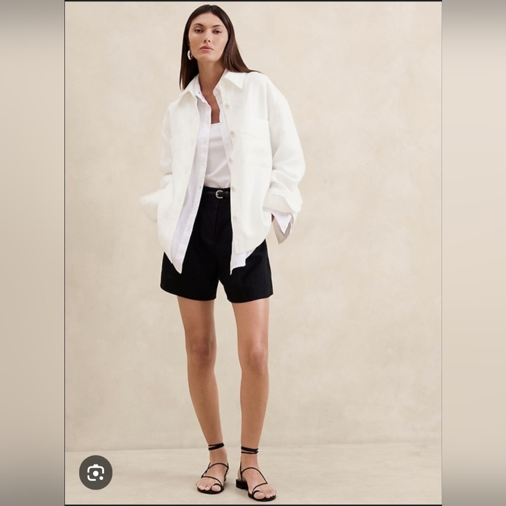 NWT Oversized Linen Shirt Jacket Size Small In White By Banana Republic